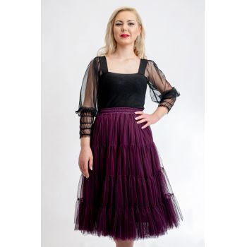 Fusta Tulle Irma Mov By Malika Fashion ieftina