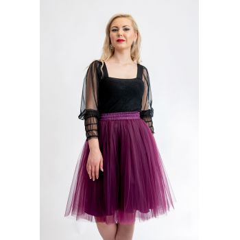 Fusta Tulle Mov Scurta III By Malika Fashion ieftina