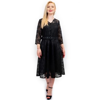 Rochie Dama Eleganta Neagra Mary Cu Dantela ieftina