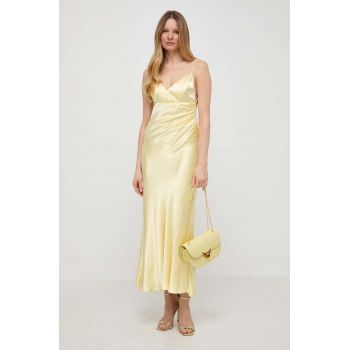 Bardot rochie culoarea galben, maxi, drept