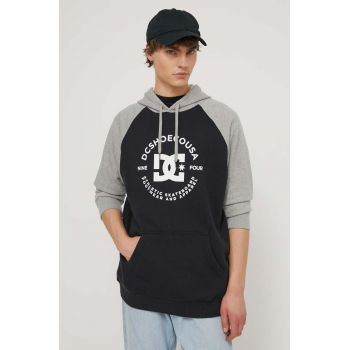 DC bluza barbati, culoarea gri, cu glugă, cu imprimeu