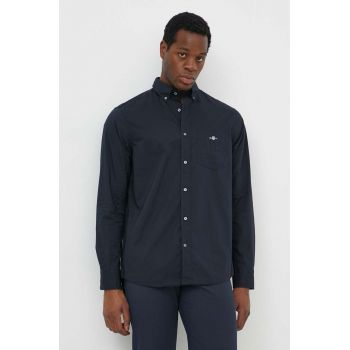 Gant camasa din bumbac barbati, culoarea negru, cu guler button-down, regular de firma originala