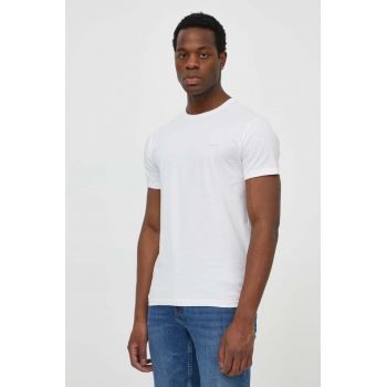 Gant tricou din bumbac barbati, culoarea alb, neted de firma original