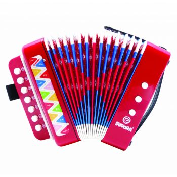 Instrument muzical acordeon rosu, Svoora, 5 ani+ la reducere