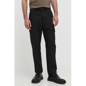 Marc O'Polo pantaloni de bumbac culoarea negru, drept de firma originali