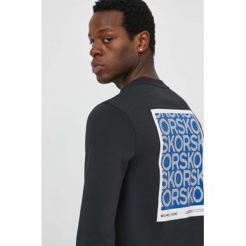 Michael Kors bluza barbati, culoarea negru, cu imprimeu de firma original
