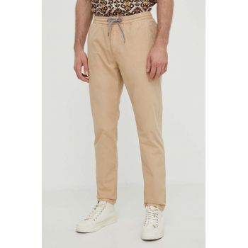 PS Paul Smith pantaloni de bumbac culoarea bej, mulata