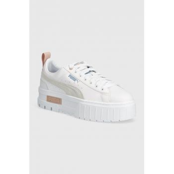 Puma sneakers Mayze Lth culoarea alb, cu platformă 381983