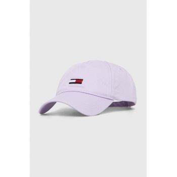 Tommy Jeans șapcă de baseball din bumbac culoarea violet, neted