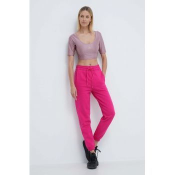 adidas by Stella McCartney pantaloni de trening culoarea roz, neted, IS1215 de firma original