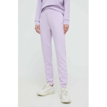 Armani Exchange pantaloni de trening culoarea violet, neted