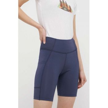 Columbia pantaloni scurti sport Boundless Trek femei, culoarea albastru marin, neted, high waist, 2074471