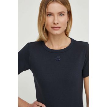 HUGO tricou femei, culoarea albastru marin