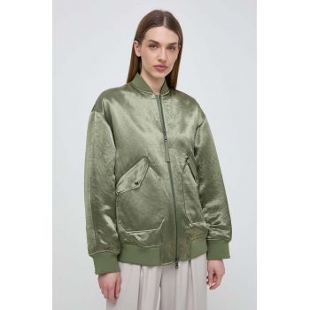 Max Mara Leisure geaca bomber femei, culoarea verde, de iarna, oversize