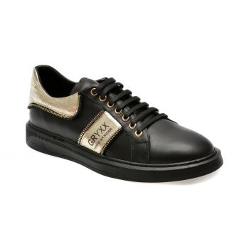 Pantofi casual GRYXX negri, 553000, din piele naturala de firma originala