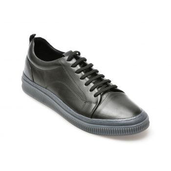 Pantofi casual OTTER negri, AST1, din piele naturala de firma originali
