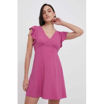 Pepe Jeans rochie culoarea roz, mini, evazati ieftina