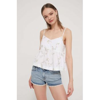 Tommy Jeans bluză din bumbac femei, culoarea alb, uni DW0DW17804