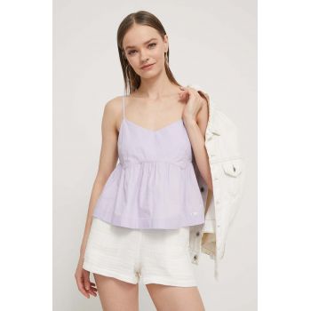 Tommy Jeans bluza din bumbac femei, culoarea violet, neted