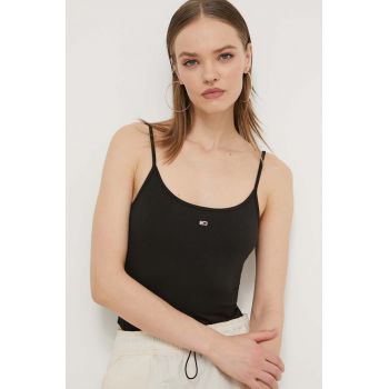 Tommy Jeans body femei, culoarea negru