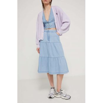 Tommy Jeans fustă din denim midi, evazați DW0DW17875