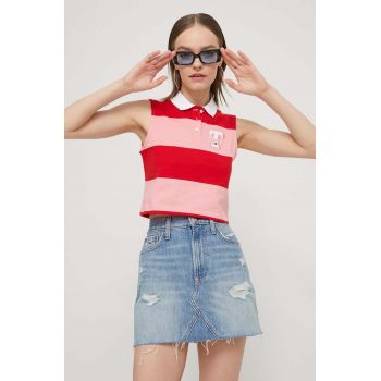 Tommy Jeans top din bumbac culoarea rosu