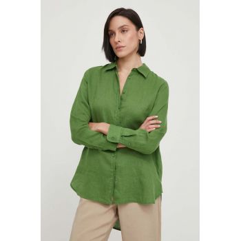 United Colors of Benetton camasa de in culoarea verde, cu guler clasic, regular