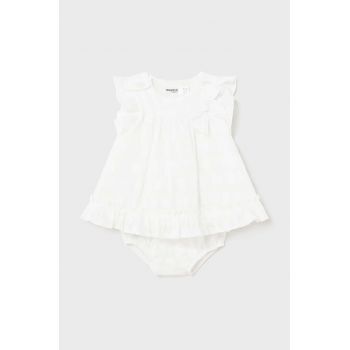 Mayoral Newborn rochie bebe culoarea alb, mini, evazati