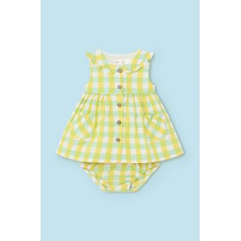 Mayoral Newborn rochie din bumbac pentru bebeluși culoarea galben, mini, evazati