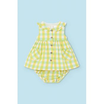 Mayoral Newborn rochie din bumbac pentru bebeluși culoarea galben, mini, evazati