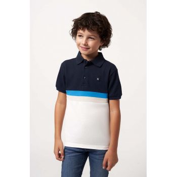 Mayoral tricouri polo din bumbac pentru copii culoarea albastru marin, modelator ieftin
