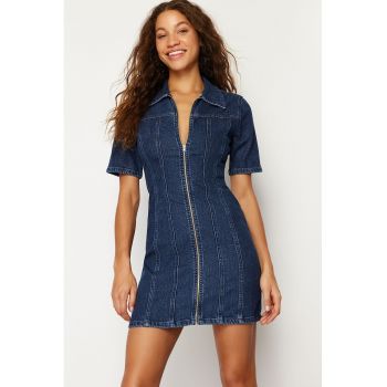 Rochie mini din denim cambrata