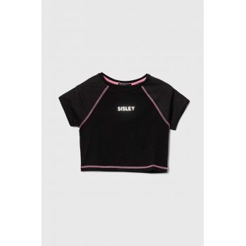 Sisley tricou copii culoarea negru