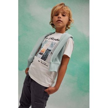 zippy tricou de bumbac pentru copii culoarea alb, cu imprimeu
