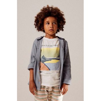 zippy tricou de bumbac pentru copii culoarea bej, cu imprimeu