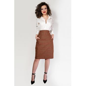 Fusta de Stofa Midi Claire Cu Buzunare, Malika Fashion
