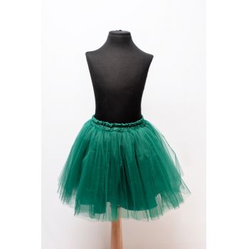 Fusta Tulle Fete cu Funda Detasabila, Verde Inchis, Malika Fashion