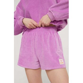 Billabong pantaloni scurti femei, culoarea violet, cu imprimeu, high waist, EBJNS00108 ieftini