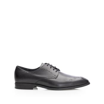 Pantofi eleganţi bărbaţi din piele naturală, Leofex - 662 Negru Box de firma original