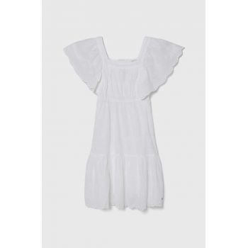 Pepe Jeans rochie din bumbac pentru copii ODELET culoarea alb, mini, evazati ieftina