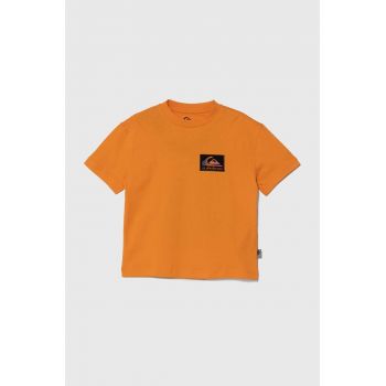 Quiksilver tricou de bumbac pentru copii BACKFLASHSSYTH culoarea portocaliu, cu imprimeu