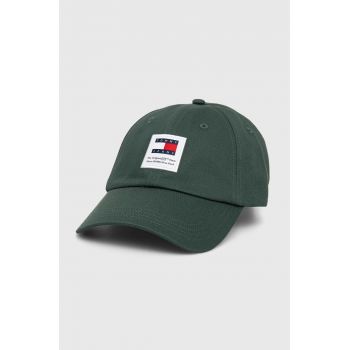 Tommy Jeans șapcă de baseball din bumbac culoarea verde, cu imprimeu, AM0AM12016 de firma originala