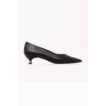 Vanda Novak pantofi de piele Diana culoarea negru, pe toc jos de firma originali