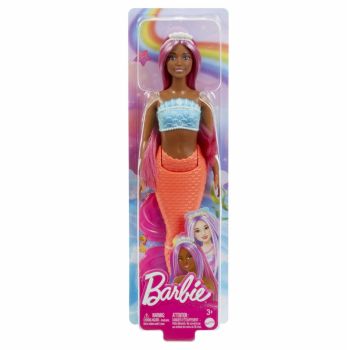 Barbie Dreamtropia Papusa Sirena Cu Par Magenta Si Coada Portocalie ieftin