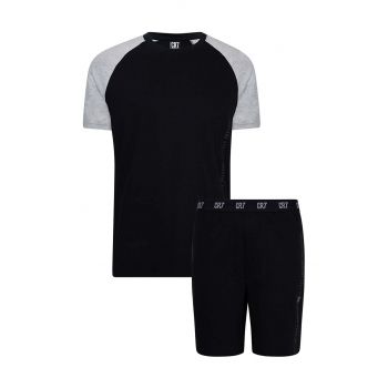 CR7 Cristiano Ronaldo pijamale de bumbac culoarea negru, neted de firma originale