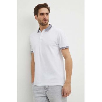 Medicine polo de bumbac barbati, culoarea alb, neted