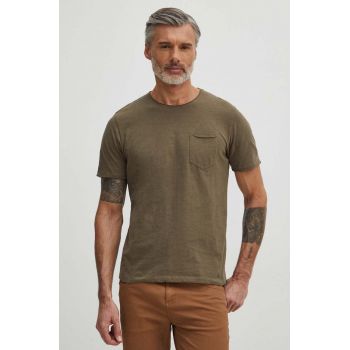 Medicine tricou din bumbac barbati, culoarea verde, neted