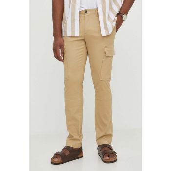 Michael Kors pantaloni barbati, culoarea bej, drept