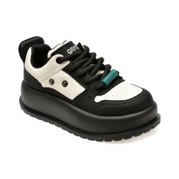 Pantofi sport GRYXX alb-negru, 3A7117, din piele naturala de firma originala