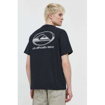 Quiksilver tricou din bumbac barbati, culoarea negru, cu imprimeu ieftin